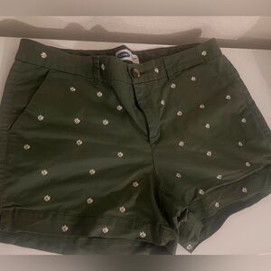 Old Navy Olive Cargo Shorts with Floral Design